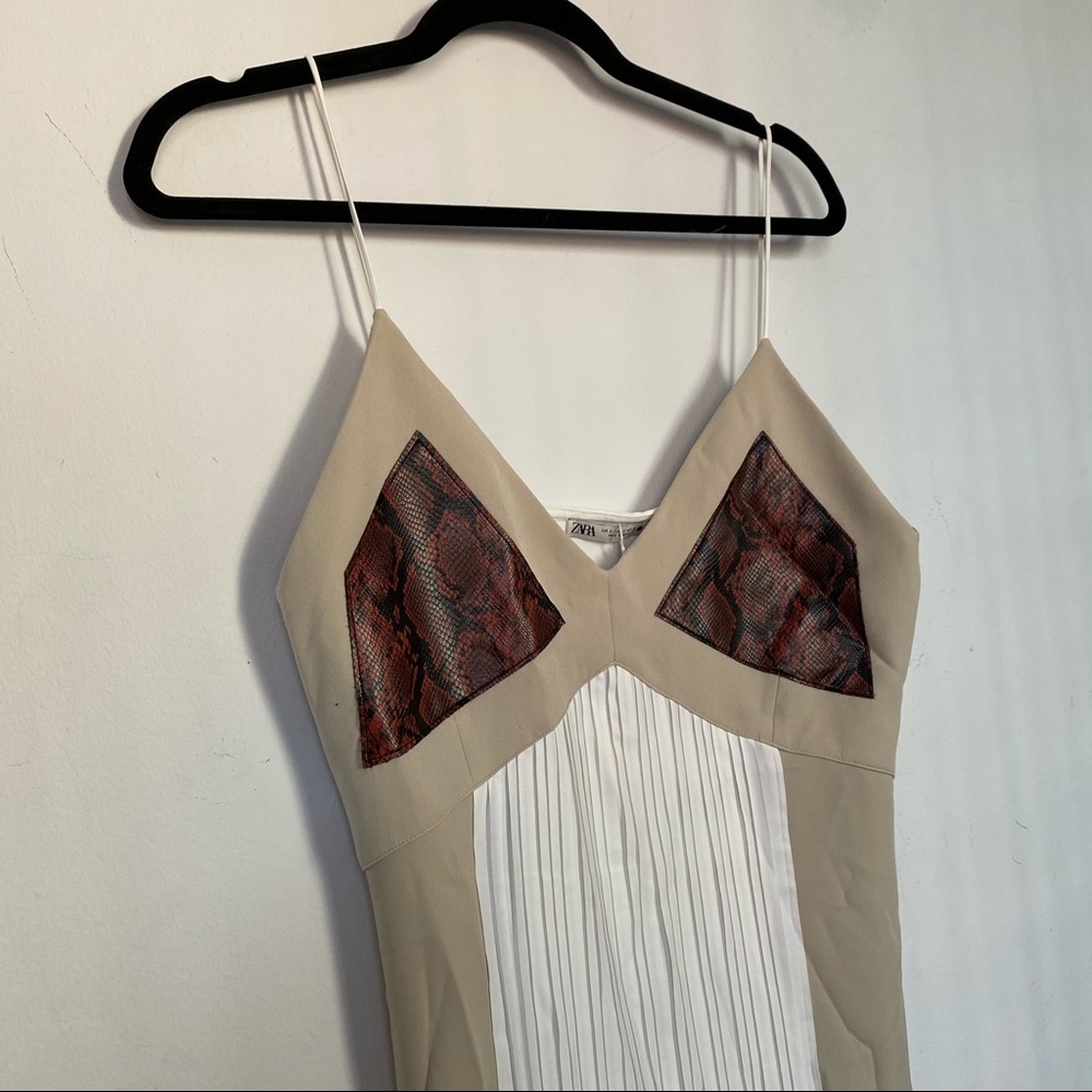 Zara Beige and Red Maxi Dress